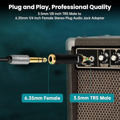 1/8 Inch to 1/4 Inch Adapter 4 Pack, 3.5mm TRS Stereo Male to 6.35mm Quarter Inch Female Jack Plug Gold-Plated Pure Copper Audio Converter Connector Premium Quality Series - color: 3.5mm(TRS) Male to 6.35mm Female, size: 4 Pack