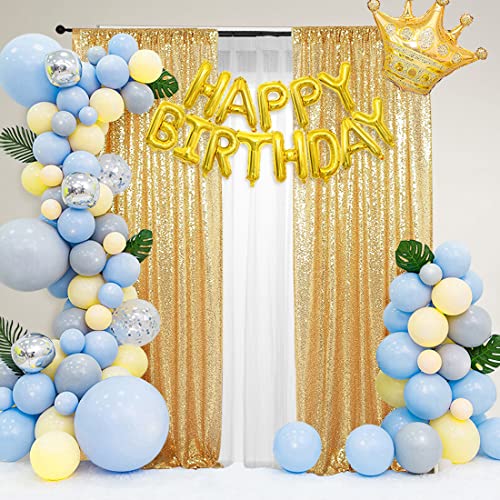 PartyDelight Gold Sequin Backdrop Curtains 2x8ft 2 Panels - color: Gold, size: 24"W x 96"L (Pack of 2)