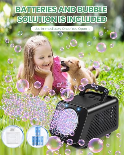 Bubble Machine Automatic Bubble Blower for Kids: Battery Operated Bubble Maker for Toddlers 1-3 | 20000+ Bubbles Per Min Contain 6 AA Battery | Outdoor Toys for Parties Birthday Wedding