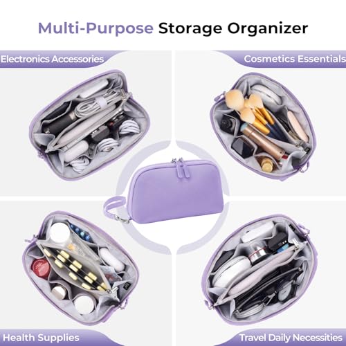 FYY Travel Cable Organizer - 8 Compartments, Lightweight, Water Repellent - color: Purple, size: (M) 8.9"× 5.1"× 3.3"