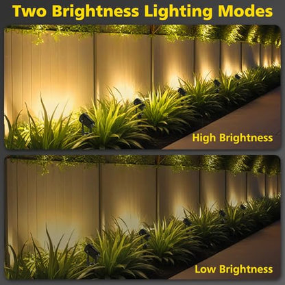 T-SUN Solar Spot Lights Outdoor, Dual Head Solar Spotlights, Warm White - color: Warm White, size: 2-IN-1