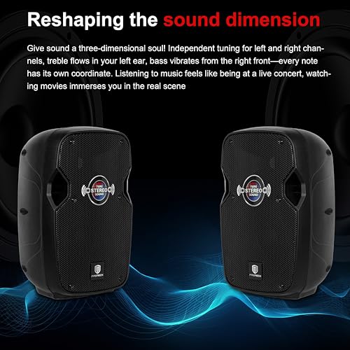 PRORECK Impact 10 10-Inch Stereo Speakers, 800W Peak Power Bluetooth PA Speaker System with Wired Microphone, Speaker Stands & Remote – Portable DJ Speaker for Parties, Events, Karaoke, Outdoor Use