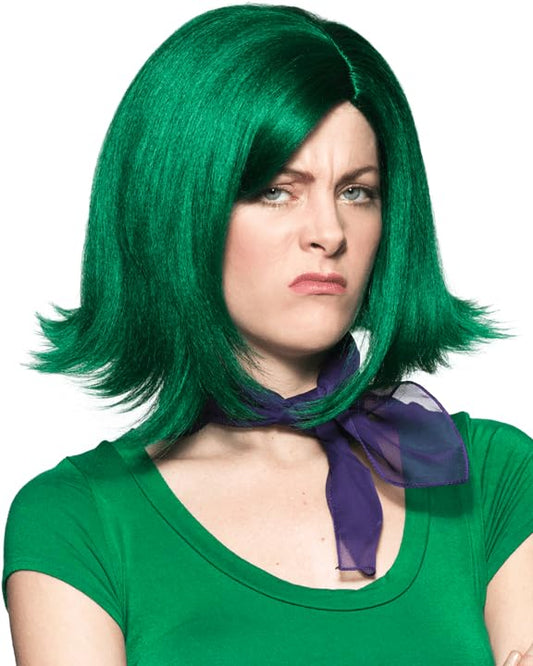 Inside Out Disgust Hunter Green Bob Cartoon Halloween Costume Wig Women - style: Disgust