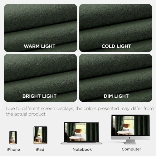 Joydeco Dark Olive Velvet Curtains 63 inch Length 2 Panels, Luxury Blackout Rod Pocket Thermal Insulated Window Curtains, Super Soft Room Darkening Drapes for Living Room Bedroom,W52 x L63 inches - color: Rod Pocket | Dark Olive Green, size: 52"W x 63"L (