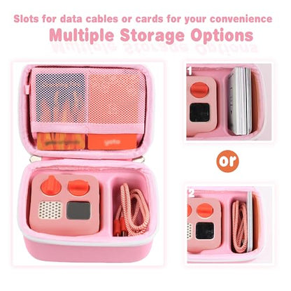 Hard Travel Case Compatible with Yoto Mini–Kids Audio & Music Player,Yoto Card Holder Bag with Adjustable Shoulder Strap for Up to 36 Audiobook Cards,Children’s Mini Player. (Pink) - color: Pink