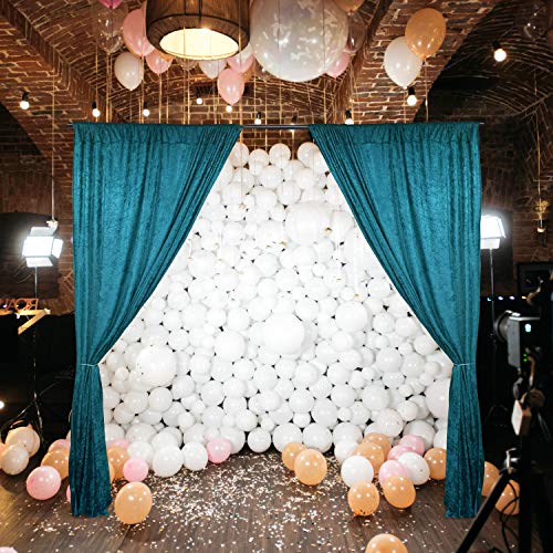 AK TRADING CO. 10 feet x 10 feet Lush Velvet Backdrop Drapes Curtains Panels with Rod Pockets - Wedding Ceremony Party Home Window Decorations - Teal - color: Teal
