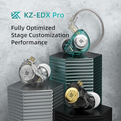 FEDAI KZ EDX Pro Wired Earbuds in Ear Monitor, IEM Ear Buds HiFi Stereo Sound Earphones with 1DD New 10mm Dynamic Driver Noise Cancelling Headphone with Detachable Cable (Cyan No Mic) - color: Green, size: No mic