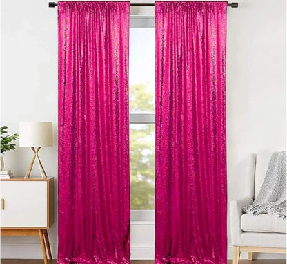 JYFLZQ Hot Pink Sequin Backdrop Curtains for Party 2ft x 8ft 2Panel - color: Hot Pink, size: 2 ft x 8 ft - 2 Panels