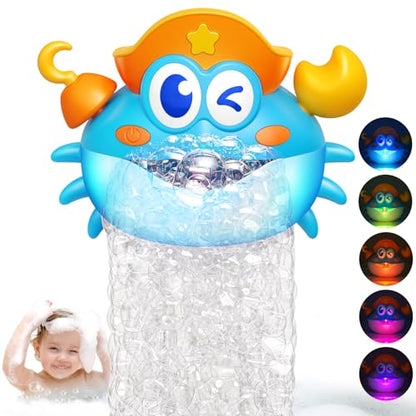 Bath Toys,Light Up Baby Bath Toys Bath Bubble Machine with Colourful RGB Light Great Birthday for Toddler Boys and Girls Tub Toy for Kids Ages 1-3 4-8 - color: Blue