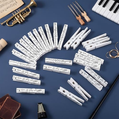 Bucherry 50 Pcs Music Gifts Music Sheet Clips Wooden Sheet Note Holder Clips for Musical Reading Stand Piano Guitar Violin Flute Instrument Player Musician Musical Graduation Teacher Student