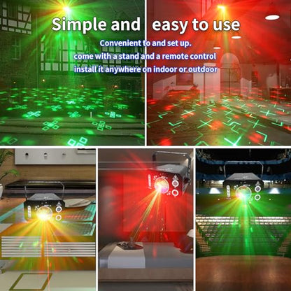 7 Lens Disco Ball Lights,USB Powered RGBW DJ Strobe Lighting Sound Activated,Laser Party Light Indoor Outdoor for Xmas Club Bar Parties Holiday Christmas Home Decoration