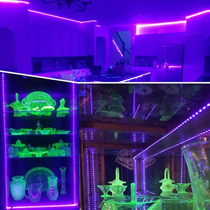 6.6ft 120 LED Black Light Strips, Battery Operated UV LED Strip for Glow Party, Halloween, Glass, Poster, Painting, Battery Not Included