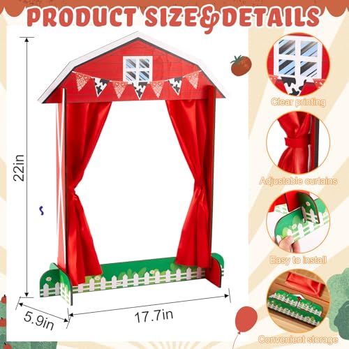 Yuntau Wooden Tabletop Puppet Theater with Curtains, Puppet Show Stage, Imaginative Play Theatre, Inspires Imagination and Creativity, 17.7 x 5.9 x 22.1 Inches(Farm)