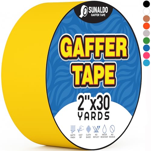 Gaffers Tape (2" x30 Yards) Heavy Duty, Easy Rip | Yellow | Residue-Free Professional Grade Floor Tape for Electrical Cords, Matte Finish Non Reflective, Weather Resistant - color: Yellow, size: 2" x 30 Yards