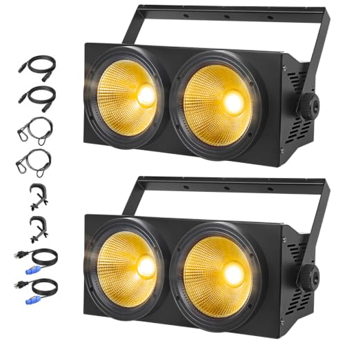 MAD OWL 200w Led Blinder Stage Par Lights,2-Eyes Warm White led Stage Lights, DMX Control,Sound Activation COB Strobe for Theater, Church, DJ Events (2 Pack) - color: 2Pack 2X100W Warm White