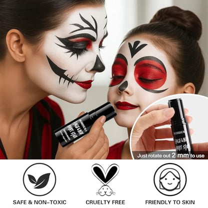 BOBISUKA Black Face & Body Paint Stick Washable Water-Based Face Paint Makeup Stick for Halloween Skeleton, Skull, Clown, Joker, Cosplay, SFX, Sports Eye Black & Costume Party - color: Black