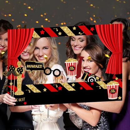 Movie Night Theme Party Decorations Now Showing Photo Booth Props for Movie Theater Themed Red Carpet Birthday Party Favors Supplies, 21 Pieces