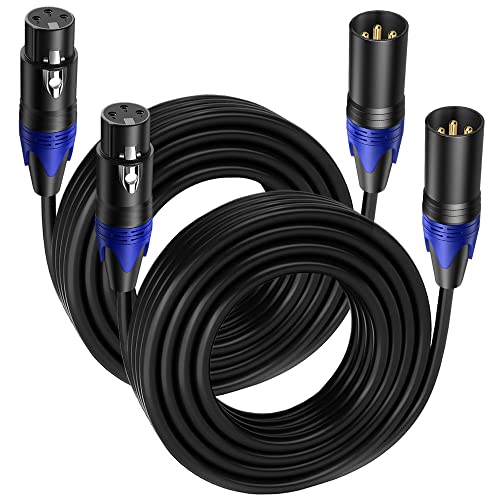 2 Pack, 25 FT XLR Male to Female Cable,Professional Balanced Microphone LeadExtension Mic Cable, Pure Copper & DualShielding, Compatible with Microphones,Mixers, Speakers, and Large Stage DMXLighting - size: 25 FT, style: Black 2 Pack