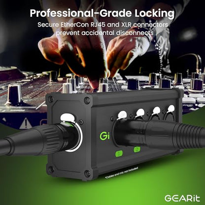 GEARit XLR Over Ethernet Adapter, 4 Channel XLR Over Cat5/Cat6 Snake Extender Box, Ethercon-Compatible RJ45 to XLR Adapter for 3-Pin DMX and Analog Audio, Supports 48V Phantom Power(1 Pair) - size: Without Breakout Cable