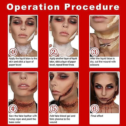 MEICOLY Light Flesh Liquid Latex with Sponge,Halloween Costume SFX Special Effects Makeup for Scar Burn Monster Zombie Cut Wound Skin Wrinkle,Liquid Latex Glue for Bald Cap,Yarn Wood Makeup - color: light flesh liquid latex