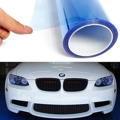 KOMAS 12” X 48” Tint Vinyl Film Sticker Sheet Roll for Car Headlight, Tail Lights, Fog Lights with Squeegee + Cutter (Glossy Dark Blue) - color: Glossy Dark Blue