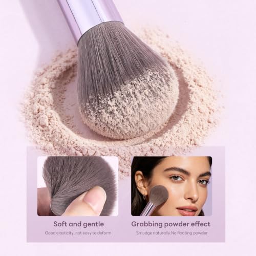 MAANGE 13 Pcs Makeup Brush Set, Premium Synthetic Makeup Brushes Kit for Foundation, Powder, Blush, Contour & Eyeshadow Makeup Tools with Beauty Sponge (Purple) - color: Purple
