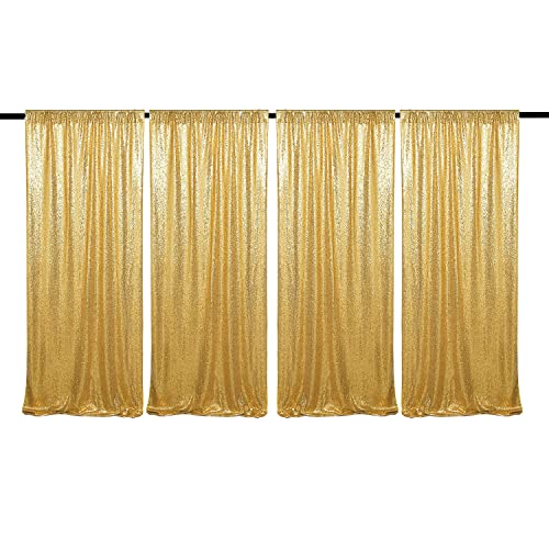 JYFLZQ Gold Sequin Backdrop Curtains for Party 2ft x 8ft 4Panel - color: Gold, size: 2 ft x 8 ft - 4 Panels