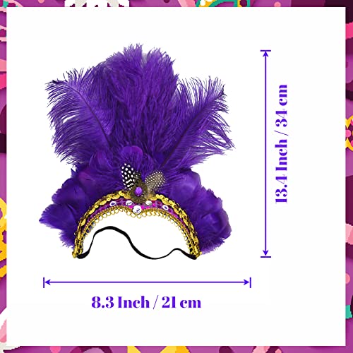 Mardi Gras Headband, Mardi Gras Headband for Women Showgirl Carnival Feather Headpiece for Hawaii Costume Party - color: Purple