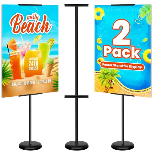 2Pack Adjustable Poster Stand for Display, Single-Sided Floor Pedestal Sign Holder, Poster Board Easel Stand up to 58", Welcome Sign Stand for Foam & Board, Wedding, Business & Events – Black - size: 2 Pack