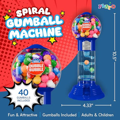 Playo 10.5" Gumball Machine for Kids, Spiral Style Candy Dispenser for Gifts, Parties or Events - Bubblegum Machine w/Gumb Balls Included - color: Blue