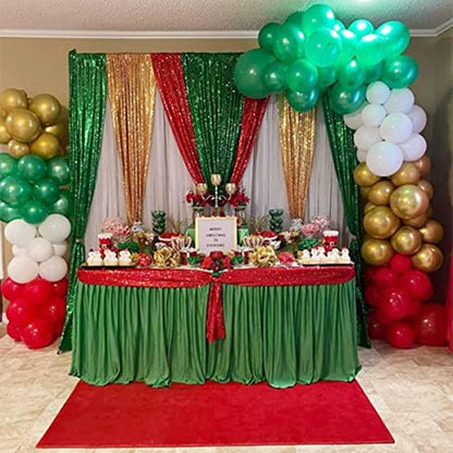Green Sequin Backdrop Curtains 2 Panels 2FTx8FT Christmas Party Backdrop | Glitter Birthday Bridal Wedding Curtains Sparkle Photo Backdrop, Sparkly 3MM sequins with 4 inch rod pockets - color: Dark Green, size: 2 pcs-2ftx8ft