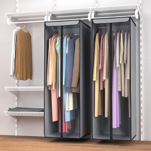 Univivi Garment Bags for Hanging Clothes, Cloth Bag 54 In, 2 PCS, Grey - color: Grey, size: 54"-2PCS