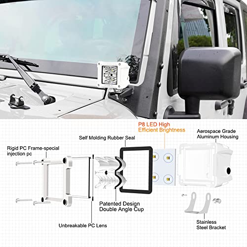 Auxbeam FA Series White Housing 3-Inch 40W Off-Road LED Pod Lights 2-Pack | All White Body, Spot/Pencil Beam, High Focusing, for Marine Boat 4x4 Motorcycle, Offroad LED Cube Lights, Driving Spotlights - color: Spot Beam, All White