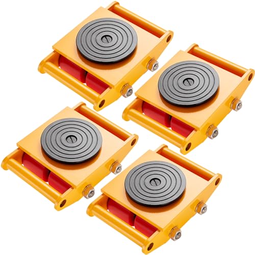 VEVOR 4PCS Machinery Skates Dollies, 17,637 lb Heavy Duty Equipment Moving Skates with 4 PU Wheels, 360° Rotation Non-Slip Cap, Low-Profile Industrial Mover Rollers for Factory, Warehouse, Workshop - size: 4 Packs-PU Wheels