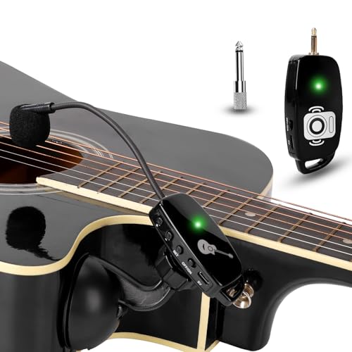 Wireless Instrument Microphone for Acoustic Guitar: 2.4G Cordless Mics | Clip-on Mic Transmitter and 6.35mm Receiver, for Musicians, Teachers, Stage Performances, PA System,Voice Amplifier - color: Black1