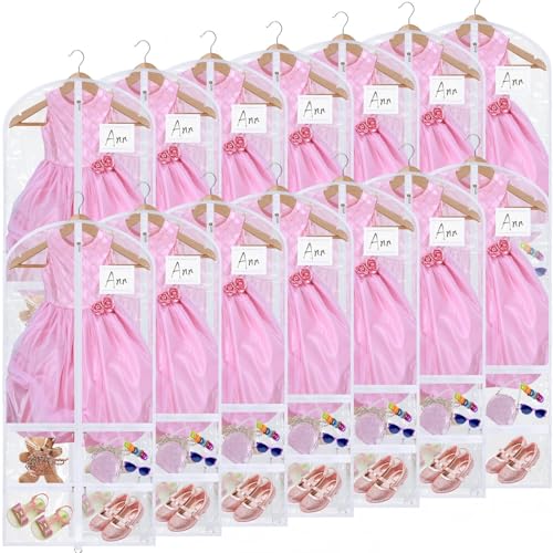 14 Pcs Garment Bags Costumes, Fully Transparent White, Classic - color: Fully Transparent White, size: Classic