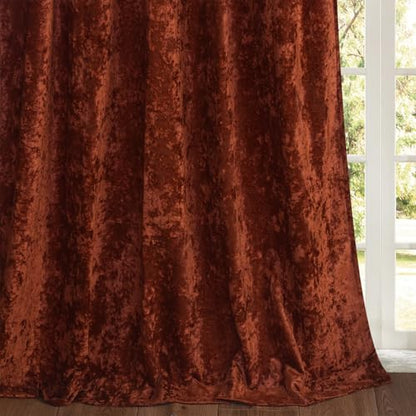 Luxury Crushed Rust Velvet Curtains 2 Panels Set - 84 inches Long Room Darkening Luxury Distressed Velvet Rod Pocket Window Drapes for Living Room Bedroom 52" W x 84" L - color: Rust, size: 52"W x 84"L (Pack of 2)