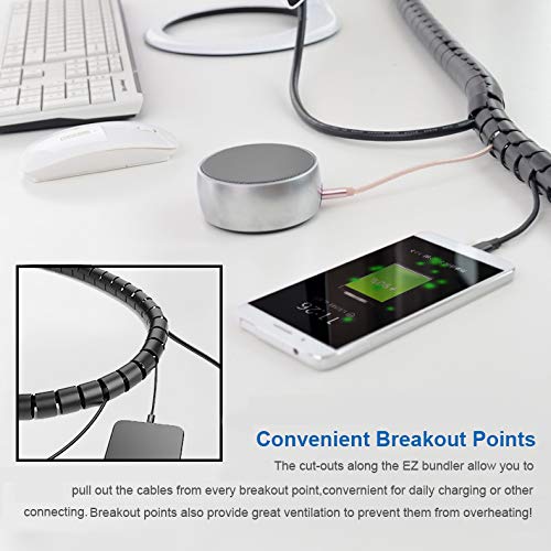 10FT Cable Management Sleeve EZ Cord Bundler 1" Diameter w/Zip Clip Zipper Wire Wrap Cord Organizer Cable Tube Hider Flexible & Expandable Home & Office Wire Concealer for PC TV Computer Cinema - size: 1" Dia