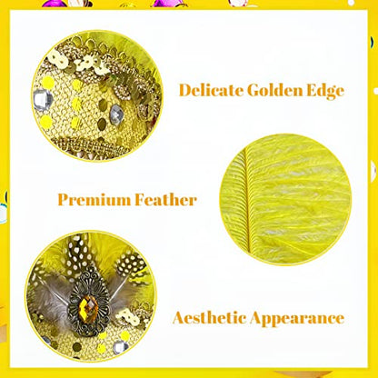 Mardi Gras Headband, Mardi Gras Headband for Women Showgirl Carnival Feather Headpiece for Hawaii Costume Party - color: Yellow