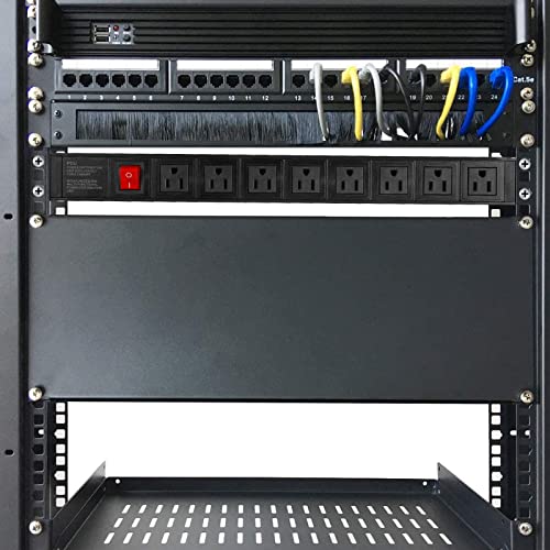 BTU 2PCS Power Strip Surge Protector Rack-Mount PDU, 8 Right Angle Outlets Wide-Spaced, Mountable Power Strip Heavy Duty for Server Racks, Commercial, 300J (Black 6FT) - color: Black 6FT-2PCS