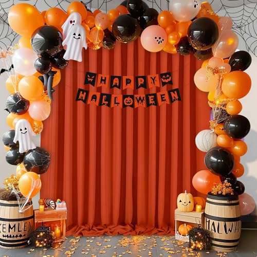 Rust Backdrop Curtains 10ftx8ft Thanksgiving Polyester Photo Drapes - color: Rust, size: 2 Panels 5ft X 8ft