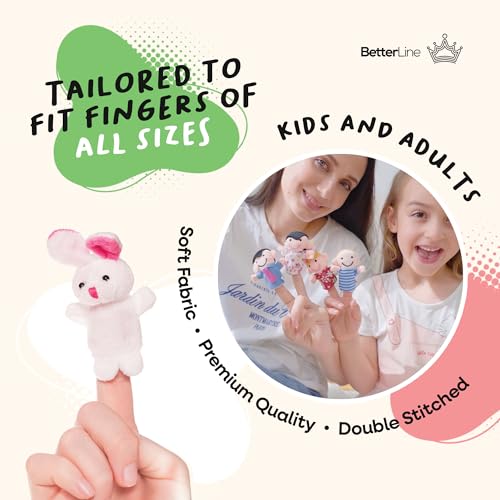 BETTERLINE 20 Piece Story Time Finger Puppets Set Cloth Velvet Puppets Pack | 20 Pack 14 Animals 6 People Family Members Interactive Storytelling Play Imaginative Role Play Toy Interactive - color: 20 Pieces Animals & Family Members