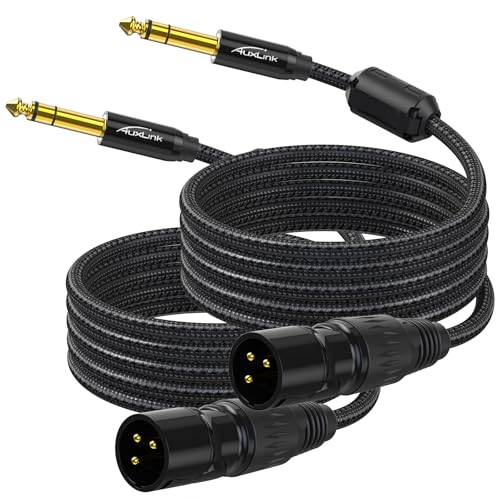 XLR Male to 1/4, TRS to 6.35mm 6ft 2Packs Gold-Plated Connectors Nylon Braided, Quarter Inch to XLR Male Cable for Speakers, Mixers, Amplifiers - size: 6ft - 2P