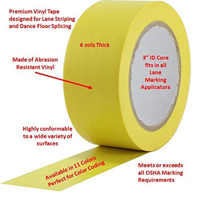 ProTapes Pro 50 Premium Vinyl Safety Marking and Dance Floor Splicing Tape, 6 mils Thick, 36 yds Length x 2" Width, Black (Pack of 1) - color: Black, size: 2" x 36 yds
