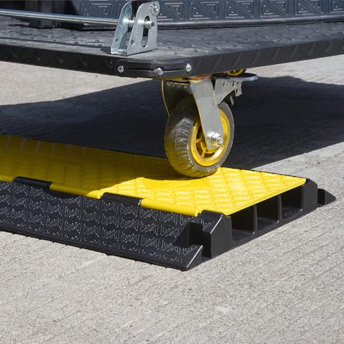 3-Channel Extensible Cable Protector Ramp, Floor Cord Cover - size: 3-Channel (2 Pack)