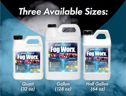 FogWorx Extreme High Density Fog Juice - Quart – 32 Fluid Ounces of Long Lasting, High Output, Odorless Water Based Machine Fluid for 400 to 1500 Watt Machines - size: HD Quart
