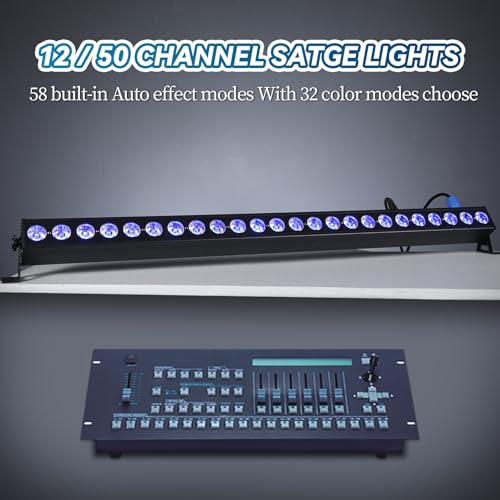 24 LED Stage Lights Bar 120W Professional Wall Wash Lights RGBW UV 6in1 DMX Light 12/50 CH 8-Zone Linear Fixture with 58 Auto Modes, Strobe & Sound Active for Party Club Disco Events Wedding Church - style: 6-in-1 LED