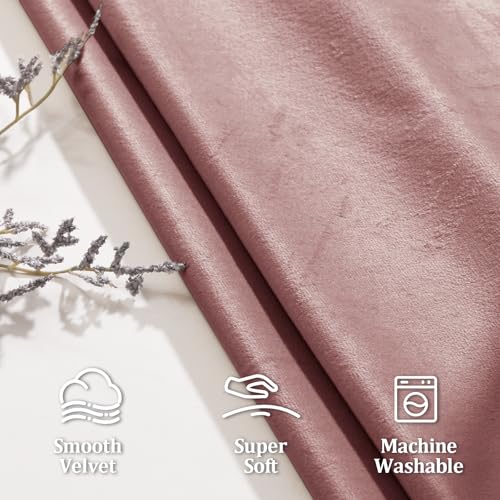 JIUZHEN Wild Rose Velvet Blackout Curtains 42W x 63L 2 Panels - color: Wild Rose, size: 42"W x 63"L (Pack of 2)