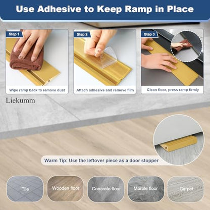 LIEKUMM 3/8" Odorless Threshold Ramp, 3500 lbs Wheelchair Ramp, Yellow - size: 0.4"Hx2"Wx36"L(Yellow)