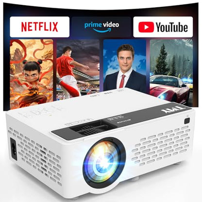 TMY 1080P Mini Projector, Built in Netflix app, 2-way Bluetooth, WiFi6 | Portable home theater, indoor/outdoor movies, Compatible with TV Stick/Roku/Phone/PC/PS/DVD/HDMI/USB - style: Built in Netflix app